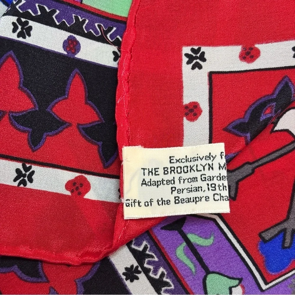 Vintage Brooklyn Museum Persian Garden Carpet 100% Silk Square Scarf Artsy